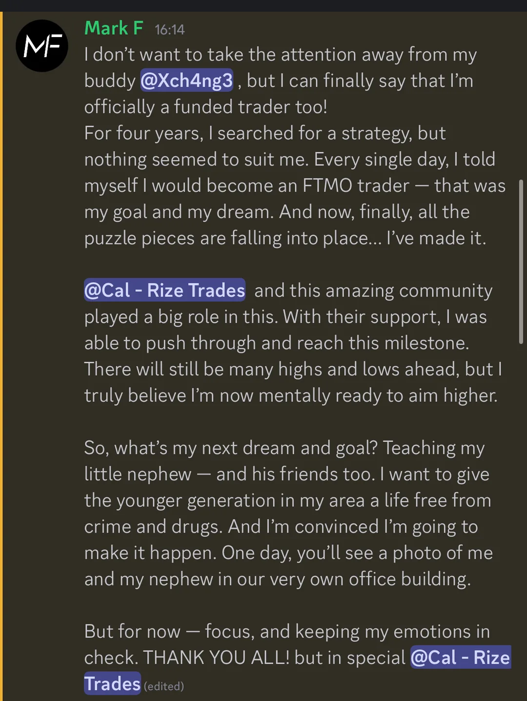 Mark F. — FTMO Funded